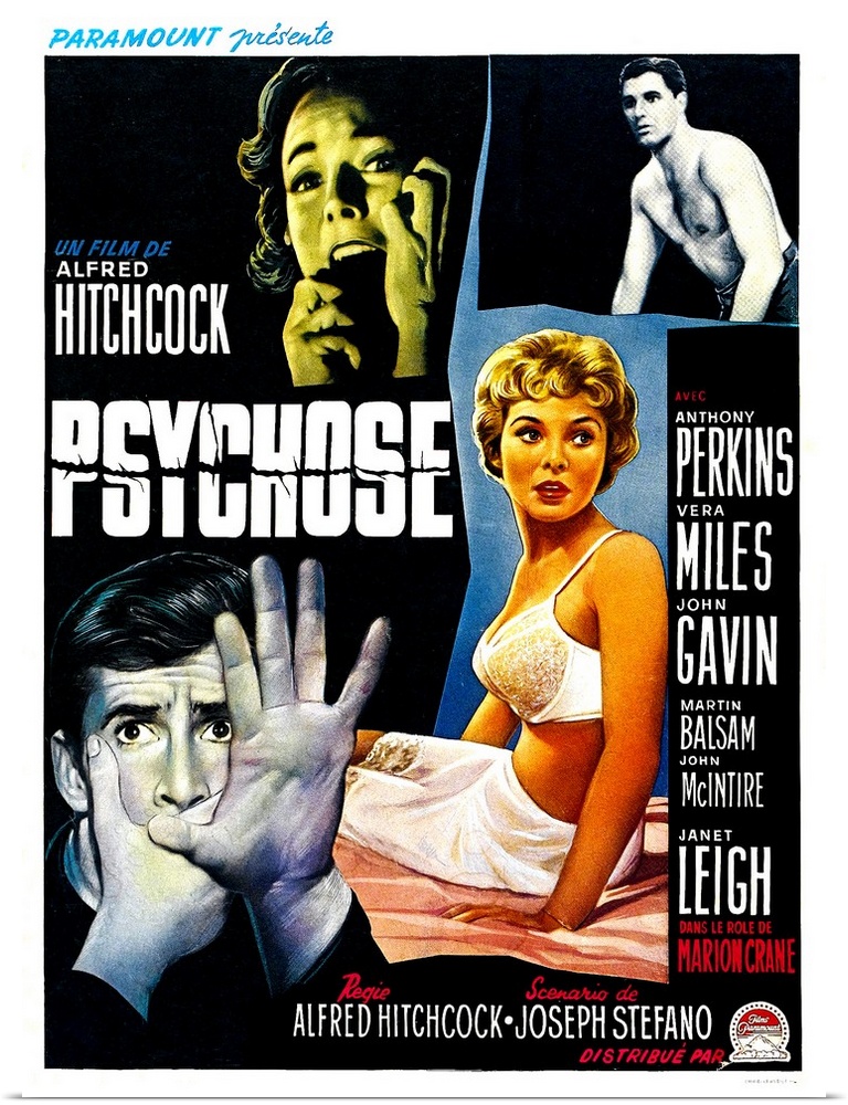Psycho, (aka Psychose), Belgian Poster Art, Top From Left: Vera Miles, John Gavin, Bottom From Left: Anthony Perkins, Jane...