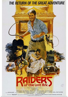 Raiders Of The Lost Ark, British Poster Art, Harrison Ford, (Center), 1981