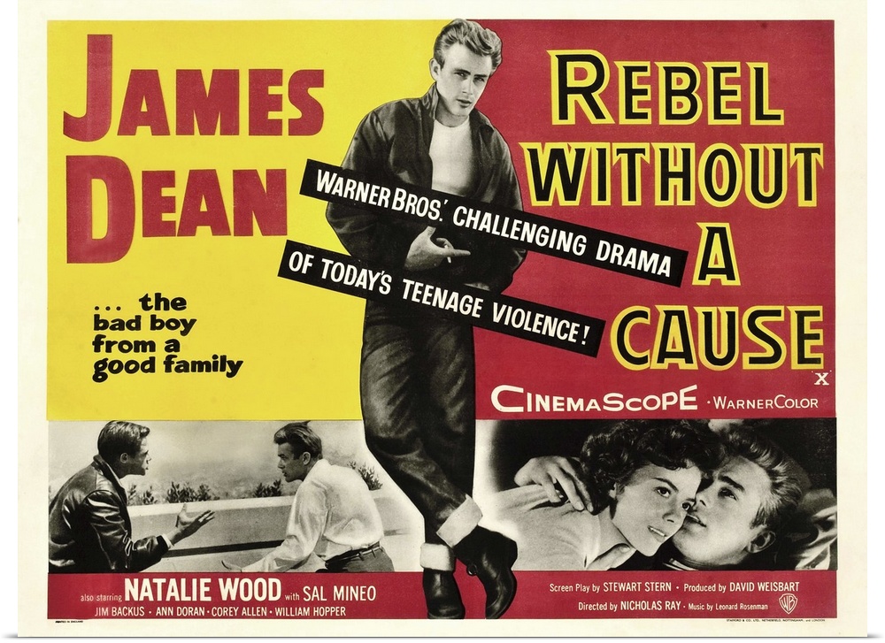 Rebel Without A Cause, James Dean (Center), Bottom From Left: Corey Allen, James Dean, James Dean, Natalie Wood, 1955.