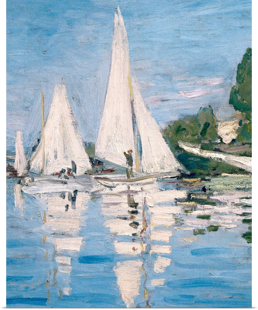 MONET, Claude (1840-1926). Regatta at Argenteuil. 1872. Left detail. Sailing boats. Impressionism. Oil on canvas. FRANCE. ...