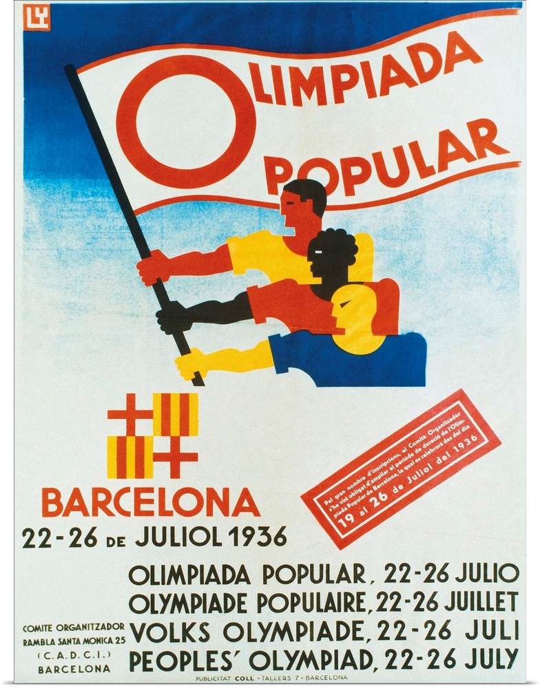 Spanish Civil War (1936-1939). Poster of the People's Olympic Games, which was to be held in Barcelona from 19th till 22th...