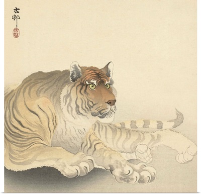 Resting Tiger, c. 1900-30, Japanese woodcut