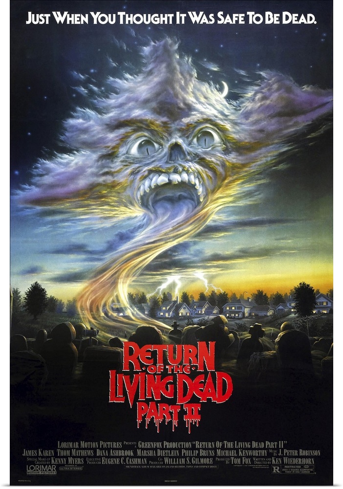 RETURN OF THE LIVING DEAD PART II, US poster, 1988