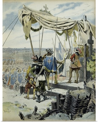 Richelieu celebrating Mass at the Camp of La Rochelle before the Army
