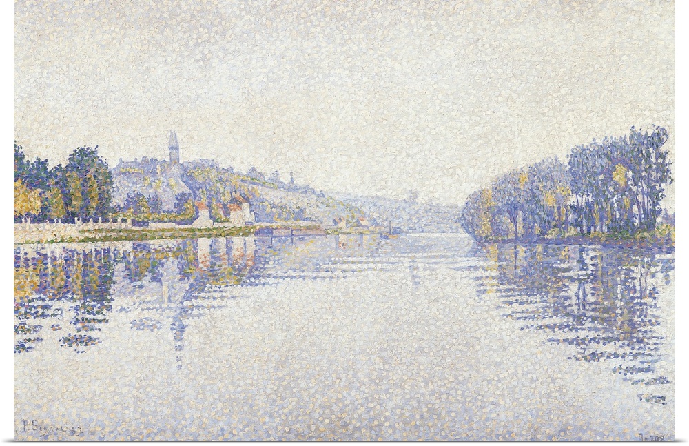 The Riverbank, the Seine at Herblay, by Paul Signac, 1889, 19th Century, oil on canvas, cm 33 x 55 - France, Ile de France...