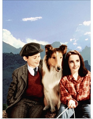 Roddy McDowall, Elizabeth Taylor, and Lassie in Lassie Come Home