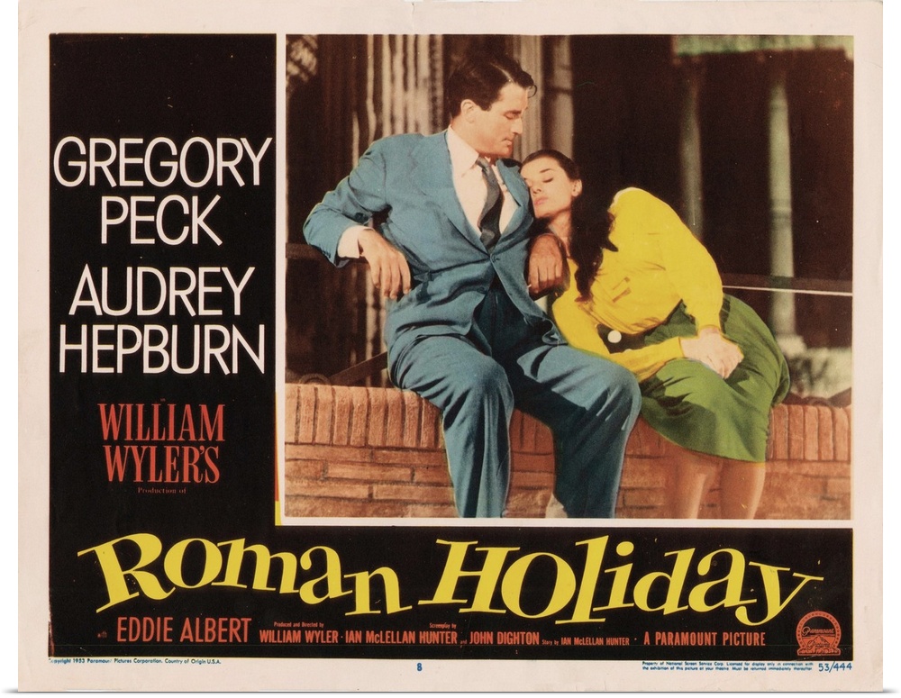 Roman Holiday, Lobbycard, From Left: Gregory Peck, Audrey Hepburn, 1953.