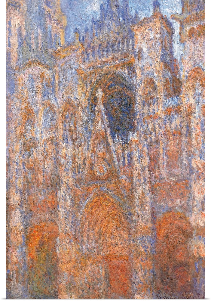 Rouen Cathedral. The Portal and Saint Romain Tower, Full Sunlight Harmony in Blue, by Claude Monet, 1894, 19th Century, oi...