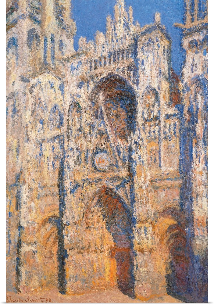 Rouen Cathedral, Morning Sun, Harmony in Blue, by Claude Monet, 1893, 19th Century, oil on canvas, cm 91 x 63 - France, Il...