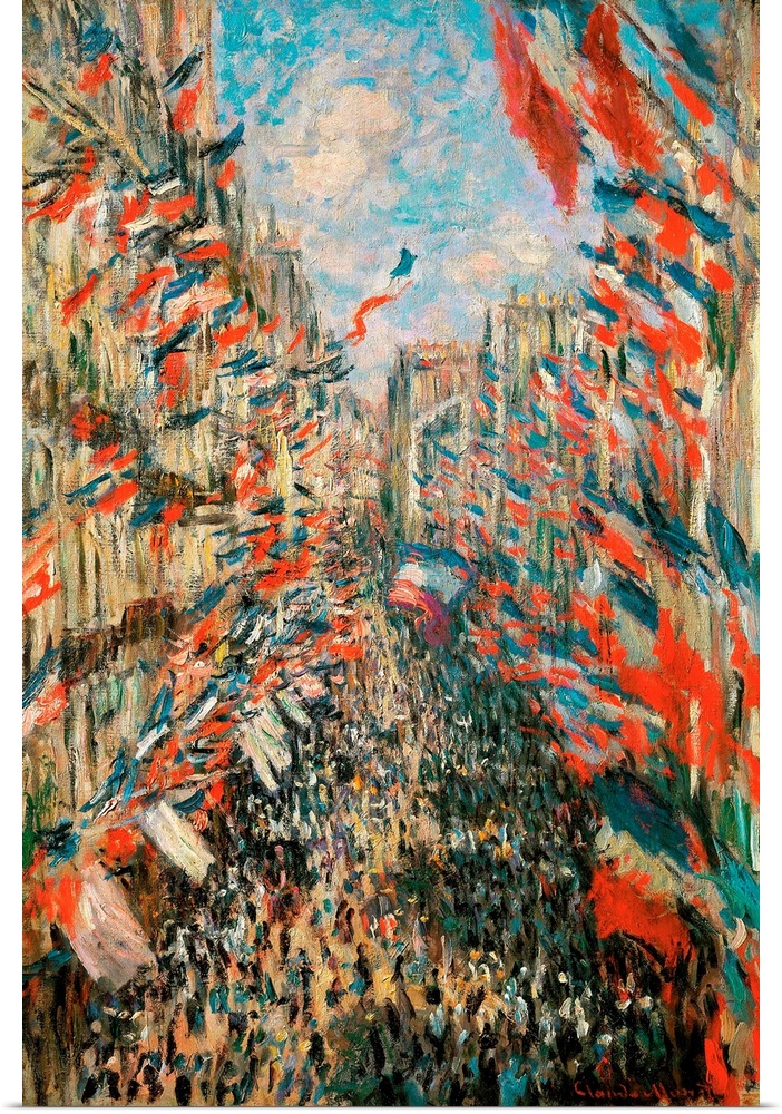 Rue Montorgueil, Paris, Festival of June 30, 1878, by Claude Monet, 1878, 19th Century, oil on canvas, cm 81 x 50,5 - Fran...