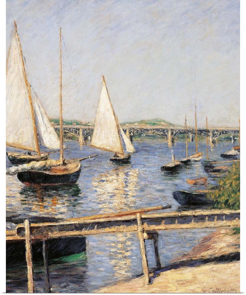 Sailing Boats at Argenteuil, by Gustave Caillebotte, 1888 about, 19th Century, oil on canvas, cm 35,5 x 55 - France, Ile d...