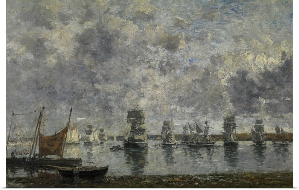 Eugene Louis Boudin (1824-1898), French School. Sailing Ships, Camaret. 1872. Oil on canvas