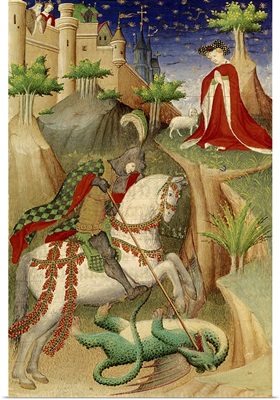 Saint George and the Dragon, Miniature Heures de Boucicaut, c. 1390-1420