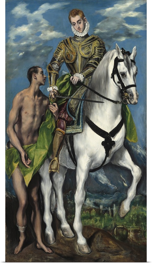 Saint Martin and the Beggar, by El Greco, 1597-99, Spanish Renaissance painting, oil on canvas. Martin of Tours, as an sol...