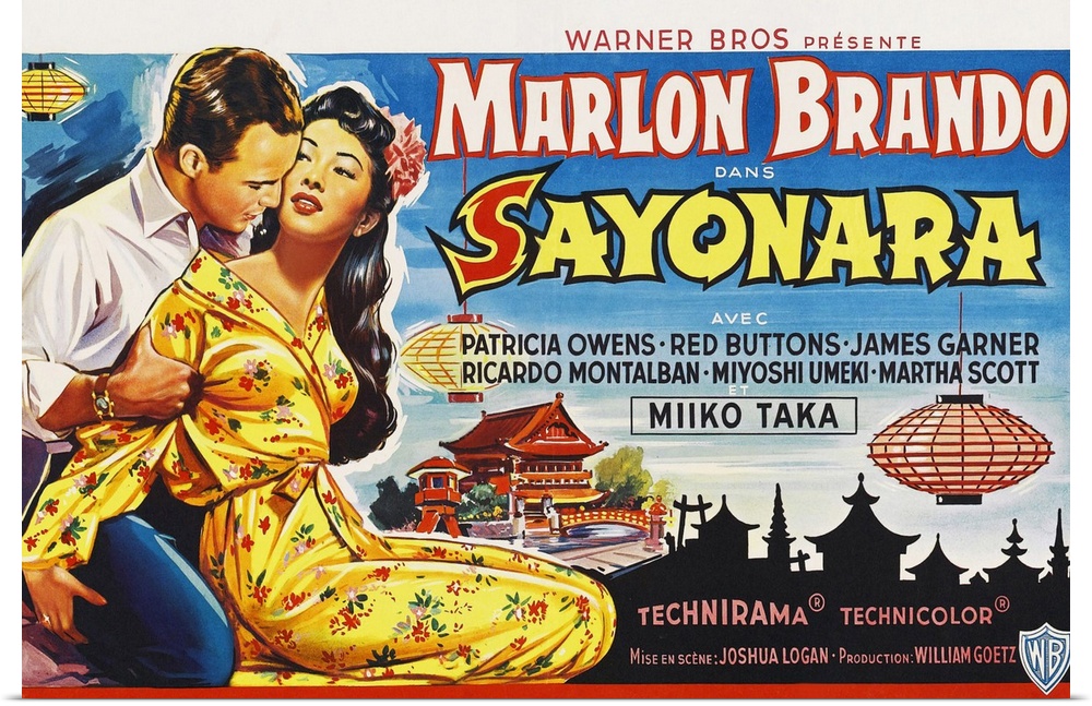 Sayonara, Marlon Brando, Miiko Taka On Belgian Poster Art, 1957.