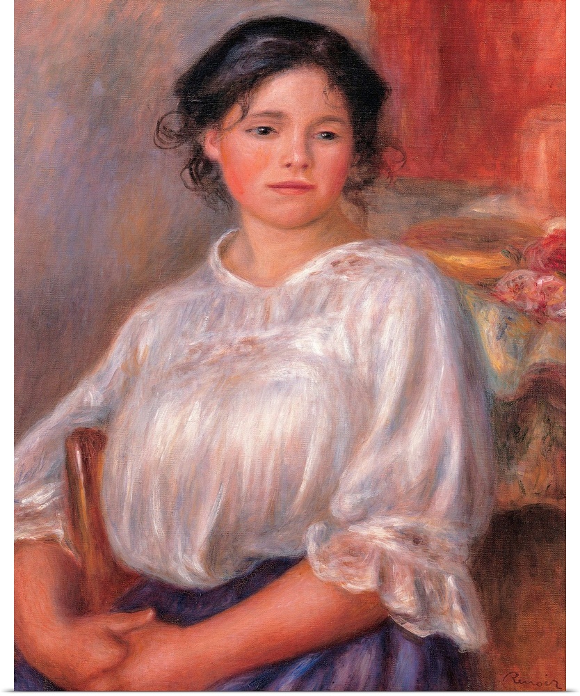Seated Young Woman (Hlne Bellon), by Pierre-Auguste Renoir, 1909 about, 20th Century, oil on canvas, cm 65,5 x 54,5 - Fran...