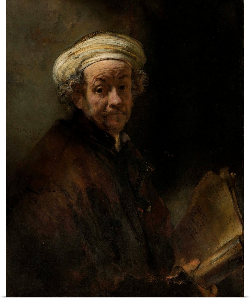 Self Portrait as the Apostle Paul, by Rembrandt van Rijn, 1661, Dutch painting, oil on canvas. Rembrandt's only self portr...