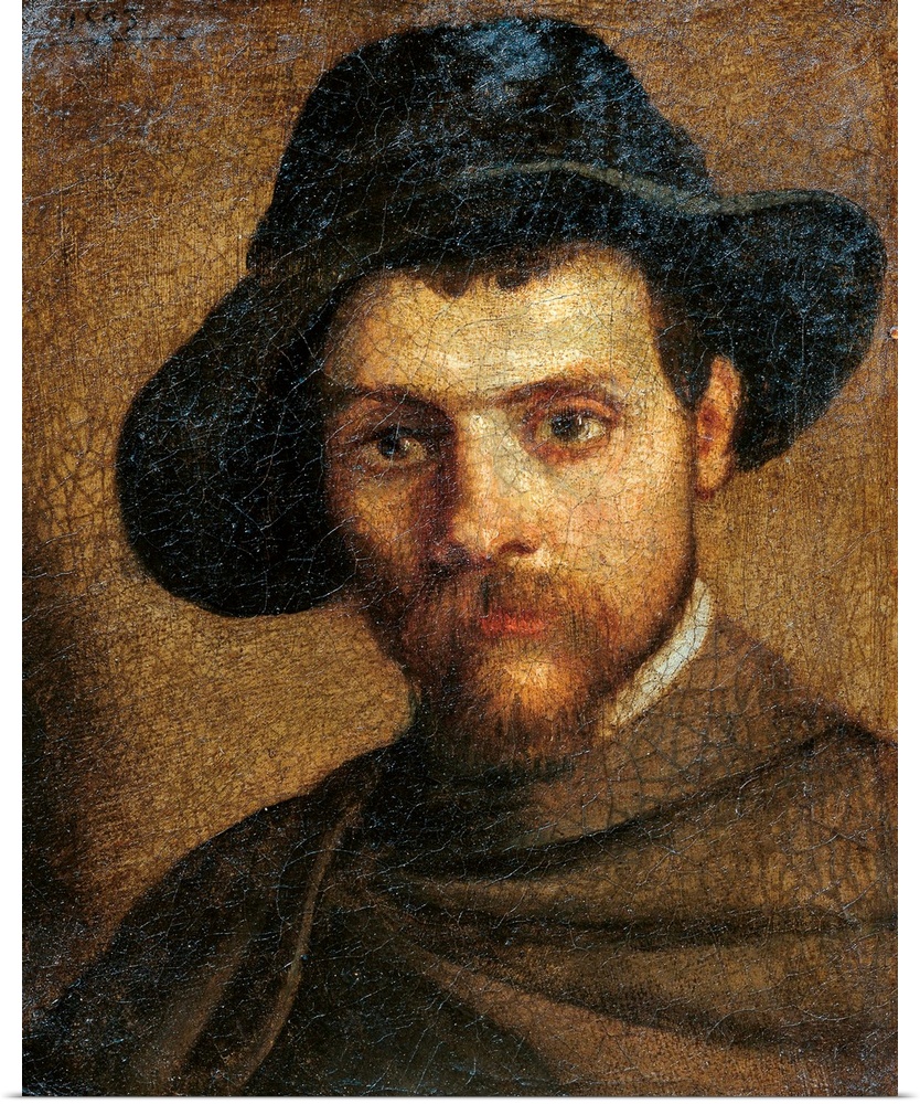 Self portrait, by Annibale Carracci, 1593, 16th Century, oil on canvas, cm 24 x 19,4 - Italy, Emilia Romagna, Parma, Natio...