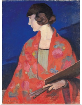 Self Portrait With Red Shawl, By Elisabeth Chaplin, 1912. Florence, Italy