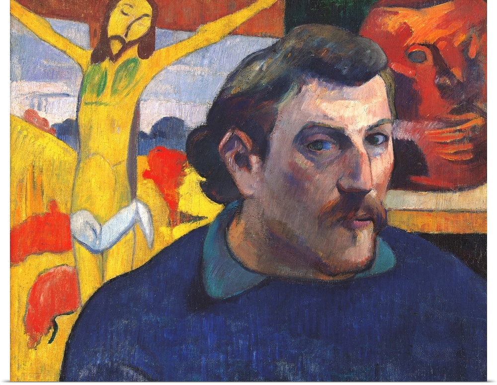 Self portrait with Yellow Christ, by Paul Gauguin, 1890 - 1891, 19th Century, originally oil on canvas.