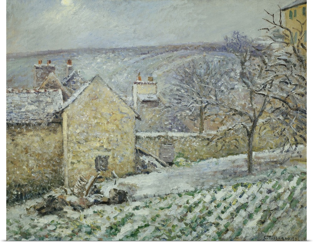 Camille Pissarro (1830-1903), French School. Snow Effect at the hermitage. 1874.