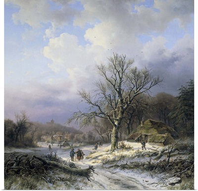 Snow Landscape, by Alexander Joseph Daiwaille, 1845