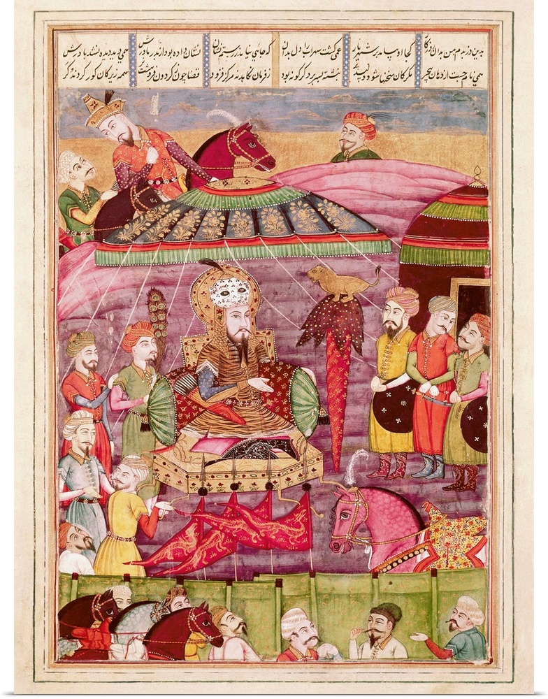 Shahnameh. The Book of Kings. 16th c. Sohrab facing the tent of the Persian army leaders. 16th c. Persian art. Safavid per...