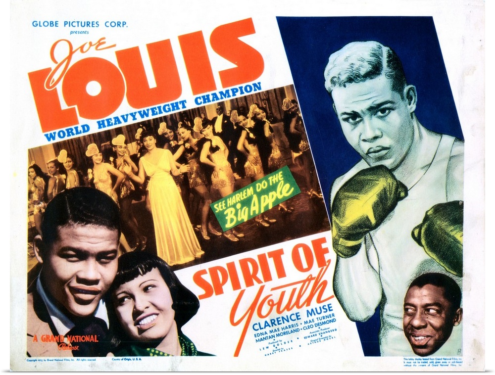 Spirit Of Youth, US Lobbycard, From Left: Joe Louis, Edna Mae Harris, Bottom Right: Clarence Muse, 1938.