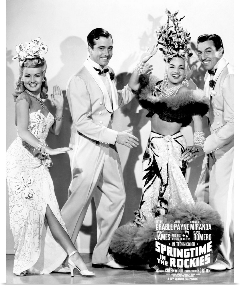 Springtime In The Rockies, From Left, Betty Grable, John Payne, Carmen Miranda, Cesar Romero, 1942.