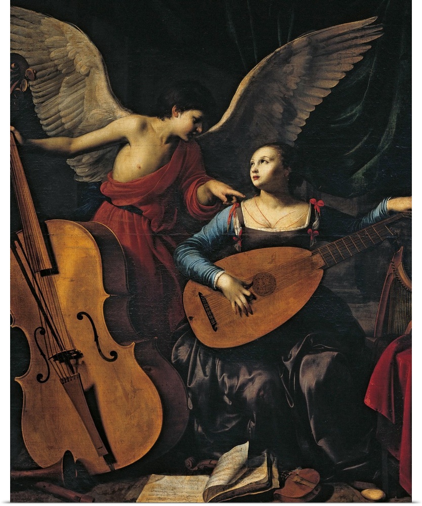 St Cecilia and the Angel, by Carlo Saraceni, 1606 about, 17th Century, oil on canvas, cm 172 x 139 - Italy, Lazio, Rome, N...