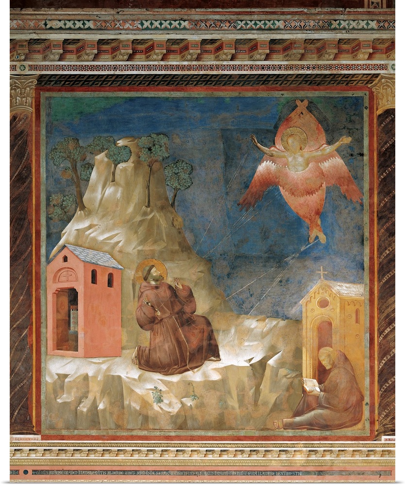 St Francis Receiving the Stigmata, by Giotto, 1297 - 1300, 13th Century, fresco, cm 270 x 230 - Italy, Umbria, Perugia, As...