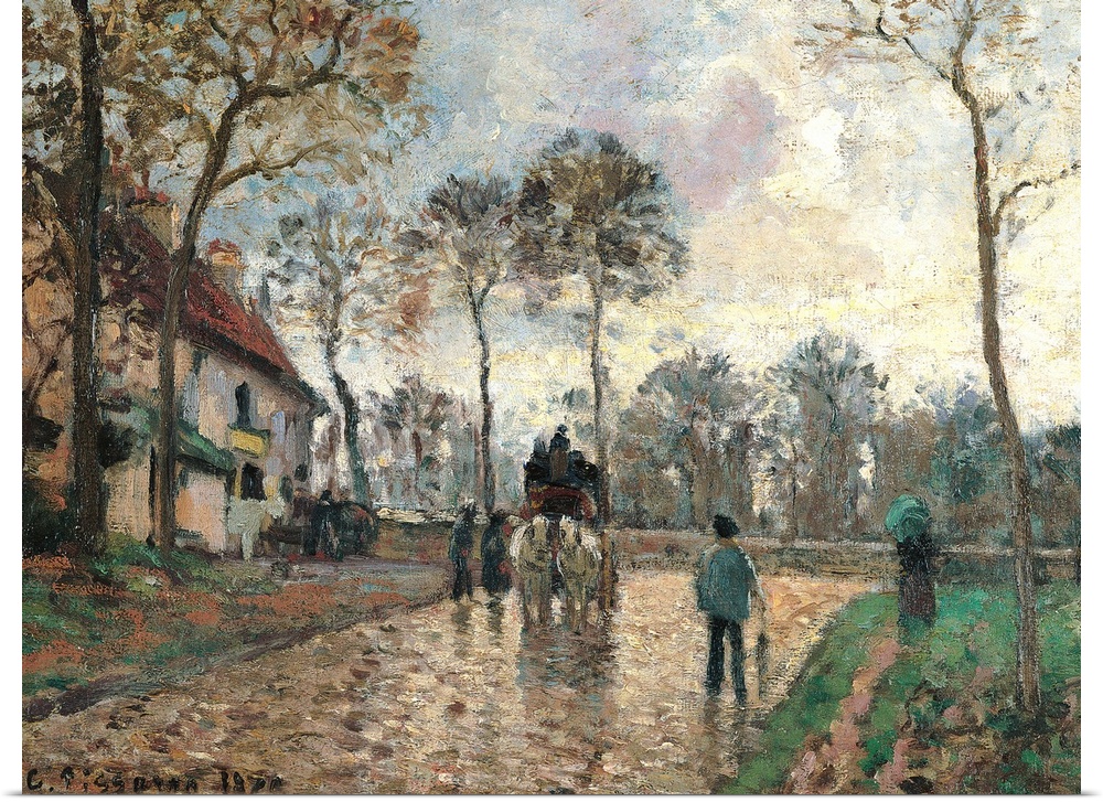 The Stagecoach at Louveciennes, by Camille Pissarro, 1870, 19th Century, oil on canvas, cm 25,5 x 35,5 - France, Ile de Fr...