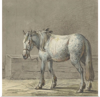 Standing Horse in a Stall, Facing Left, 1810-16, Dutch watercolor painting