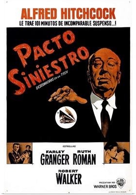 Strangers On A Train, Argentine Poster Art, Director Alfred Hitchcock, 1951