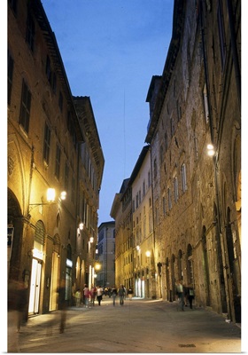 Streets of the city center at sunset. Siena, Italy