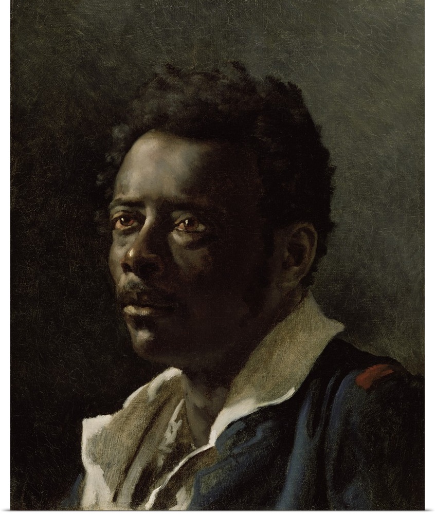 Study of a Model, by Theodore Gericault, 1818-19, French painting, oil on canvas. Portrait of an African man was a study f...