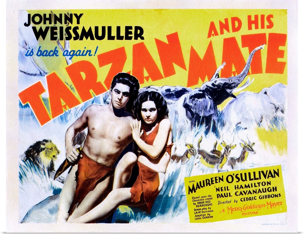 Tarzan And His Mate, US Poster, From Left: Johnny Weissmuller, Maureen O'sullivan, 1934.