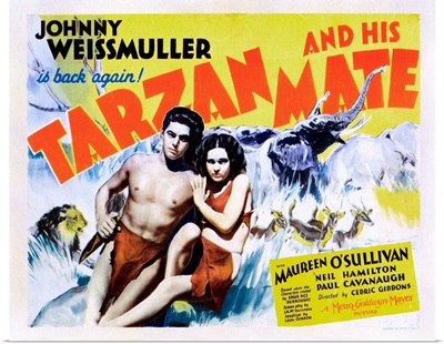 Tarzan And His Mate, US Poster, Johnny Weissmuller, Maureen O'sullivan, 1934