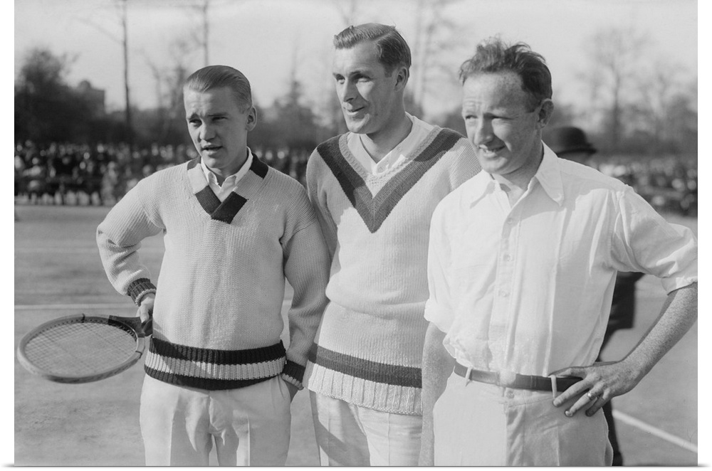 Tennis champions Vincent Richards, Bill Tilden, and Bill Johnston in the 1920s. The trio were on every American Davis Cup ...