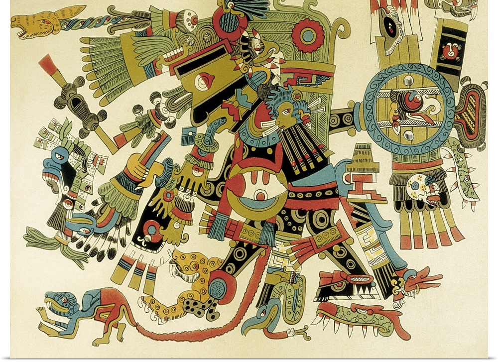 Codex Borgia. Ritual and divinatory mesoamerican manuscript written in Nahuatl before of the conquest of Mexico. It is rel...