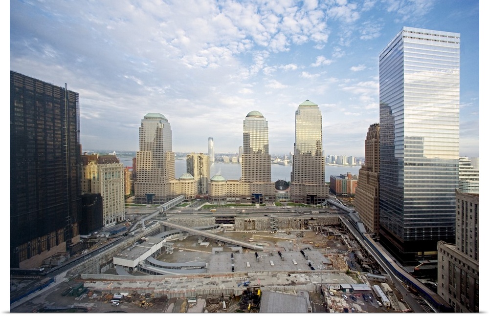 The 16 acre World Trade Center site cleared and prepared for reconstruction. The new WTC will include One World Trade Cent...