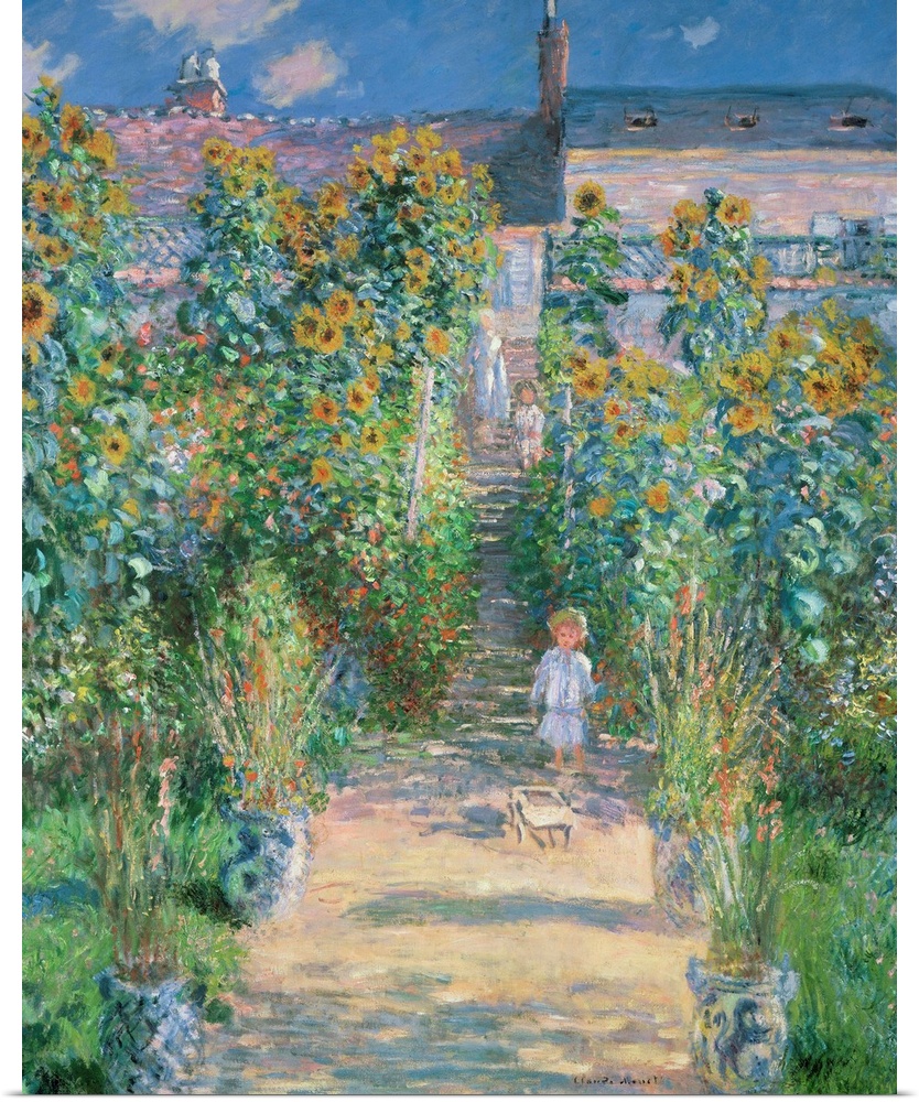 The Artist's Garden at Vetheuil, by Claude Monet, 1880, French impressionist painting, oil on canvas. This painting was pa...