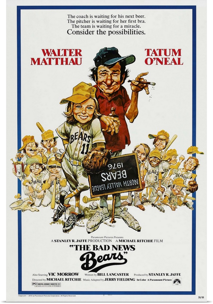 THE BAD NEWS BEARS, US poster, from left: Tatum O'Neal, Walter Matthau, 1976