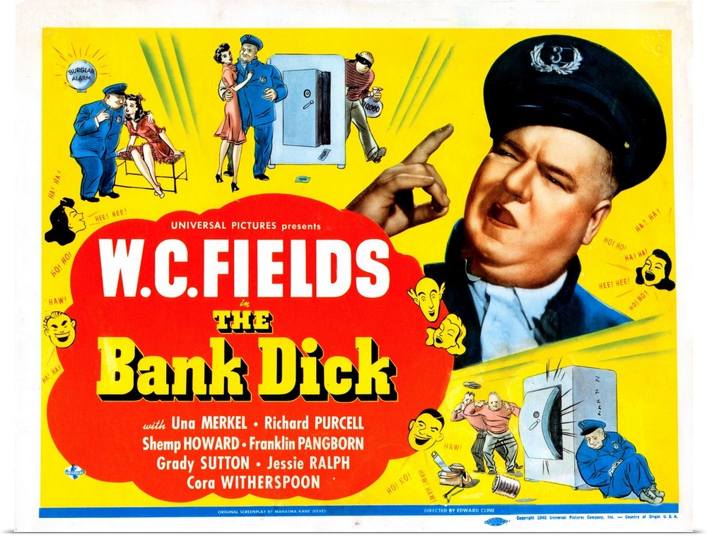 The Bank Dick, US Poster, Right: W.C. Fields On Title Card, 1940.