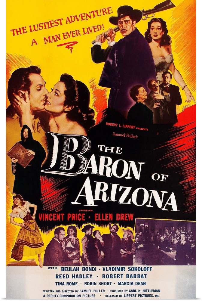The Baron Of Arizona, US Poster Art, Top Right: Vincent Price, Ellen Drew; Below Vincent Price: Beulah Bondi; Bottom Left:...