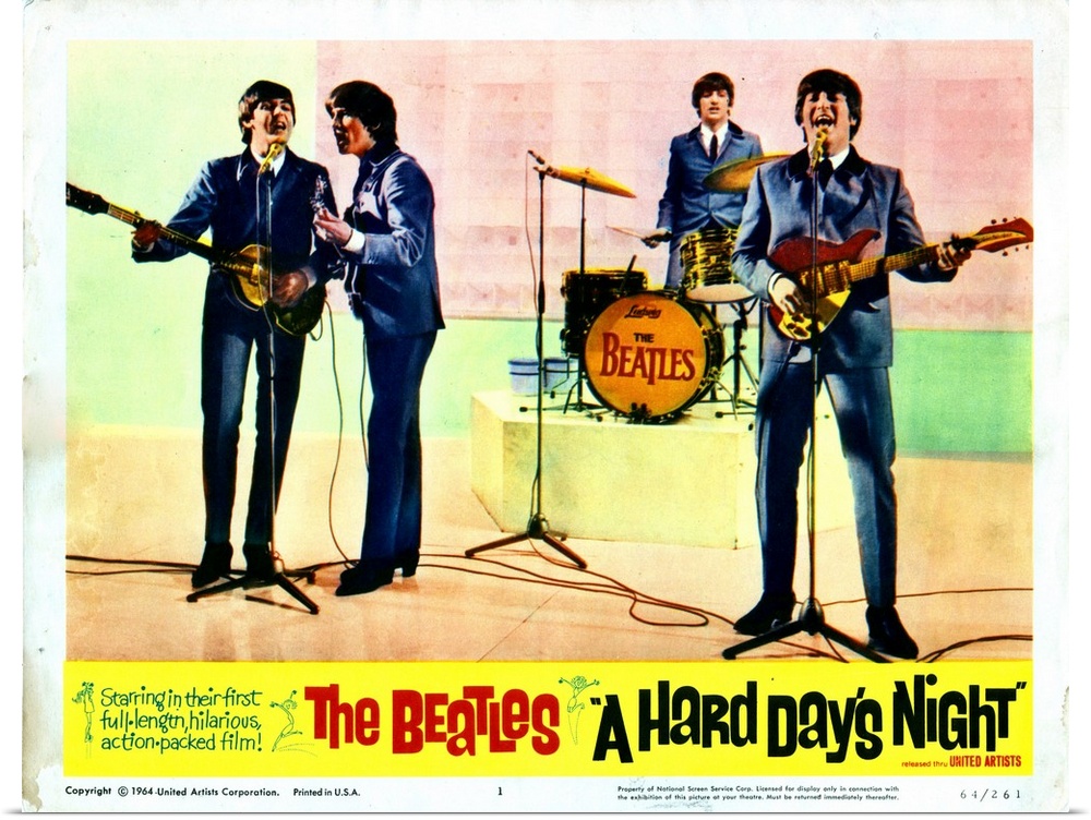 A Hard Days Night, Paul McCartney, George Harrison, Ringo Starr, John Lennon, 1964.