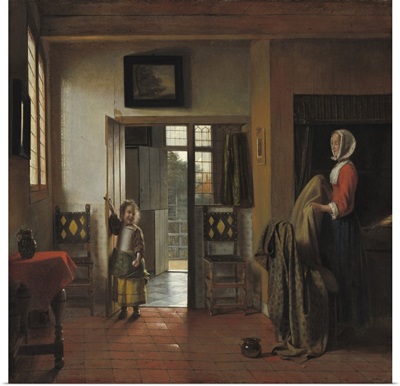The Bedroom, by Pieter de Hooch, 1658-90, Dutch painting