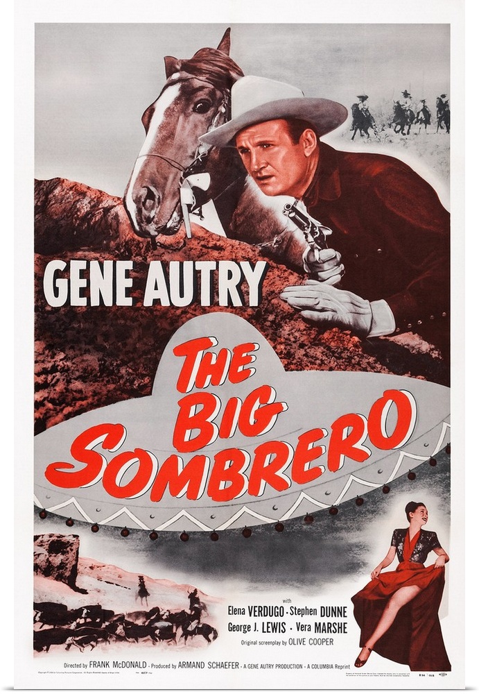 The Big Sombrero, US Poster Art, From Top: Gene Autry, Elena Verdugo, 1949.