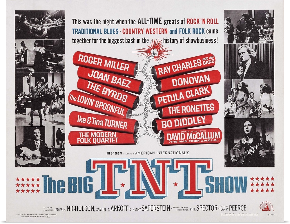 The Big T.N.T. Show, Us Lobbycard, Left, Second Inset: Ray Charles; Left, Bottom Inset: Roger Miller; Right, From Top: The...