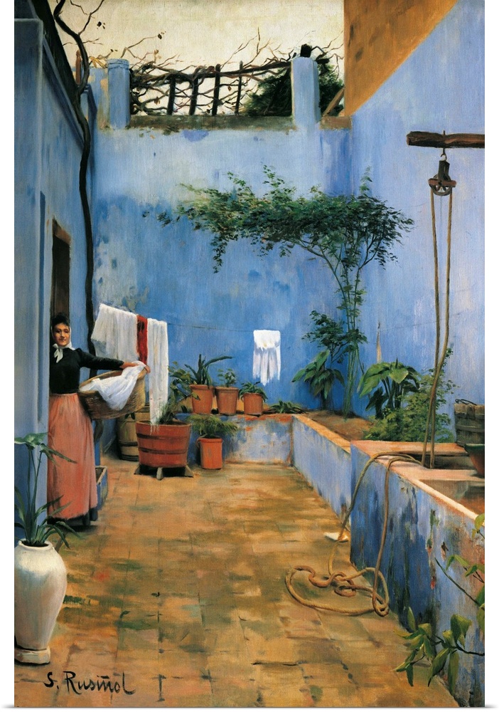 RUSInOL i PRATS, Santiago (1861-1931). The Blue Courtyard. 1892. Modernism. Oil on canvas. SPAIN. Monistrol de Montserrat....